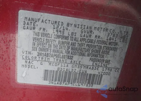 2014 Nissan Sentra Sv from USA, damaged, VIN 3N1AB7AP9EL697832